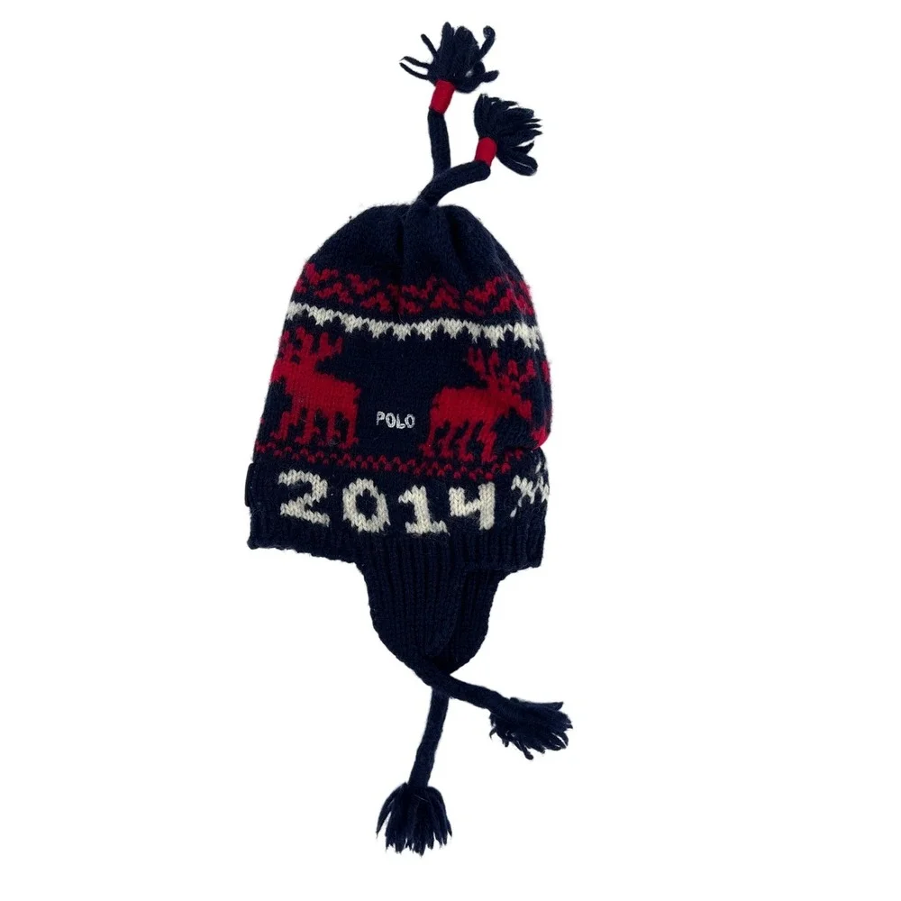 Polo Ralph Lauren Team USA 2014 Sochi Olympics Wool Beanie Hat Navy Blue Red